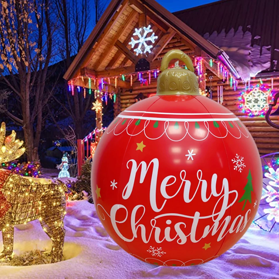 Big PVC nafukovacia lopta, 2024 vianočný dekor pre dom, vianočné ozdoby Snowman Santa Claus Snowman, vianočné darčeky, 2025 Nový rok