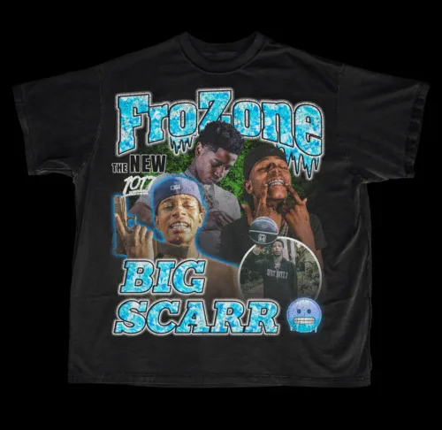 Big Scarr Frozone Retro vintage tričko čierne unisex