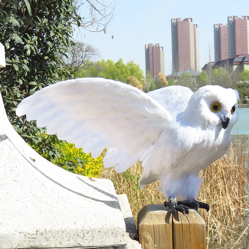 Big White Foam & Furs Real Life Wings Model sovy vták okolo 30x60 cm Domáca záhrada Darček XF2794