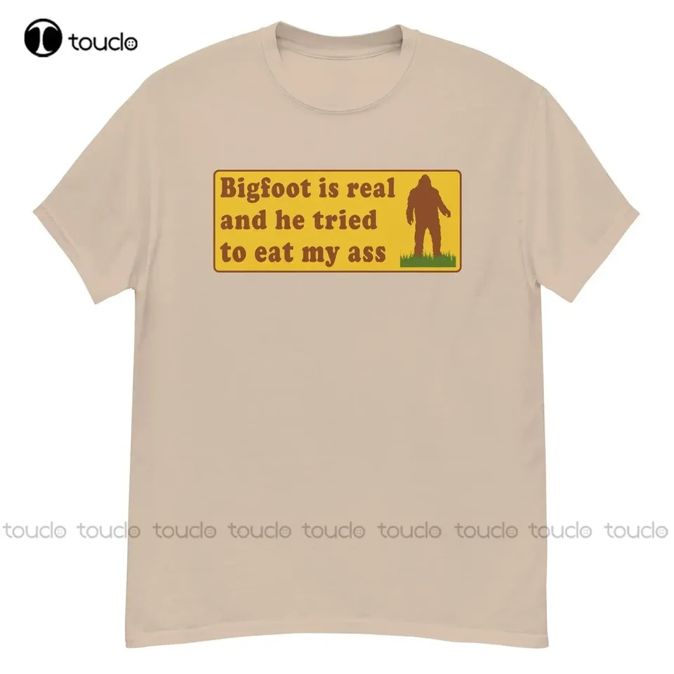 Bigfoot je skutočný a pokúsil sa zjesť môj zadok-meme Sasquatch kryptid tričko ružové košele pre mužov XS-5XL Streetwear Unisex