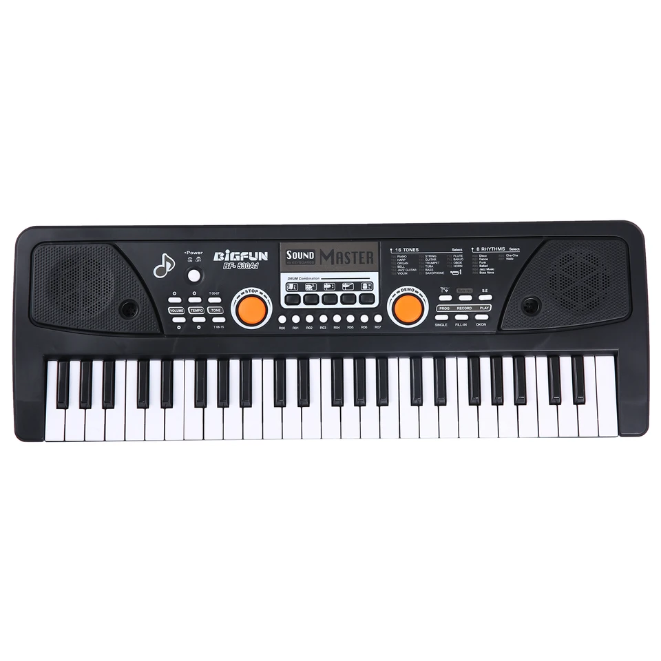 Bigfun 49-Key USB Electronic Organ Kid Electric Piano s mikrofónnou digitálnou hudbou Elektronická klávesnica vstavané stereofónne reproduktory