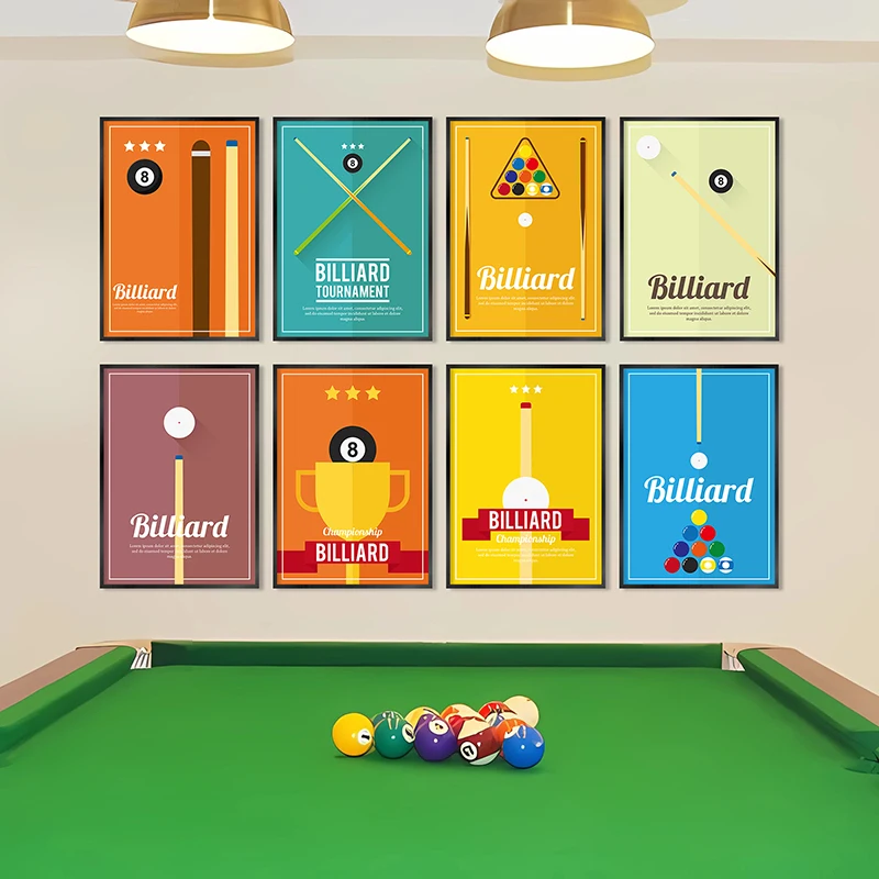 Billiard Club výtlačky minimalistické biliardové haly nástenné umenia plagáty retro biliard biliardový stolík maľba maľba snooker izba dekor