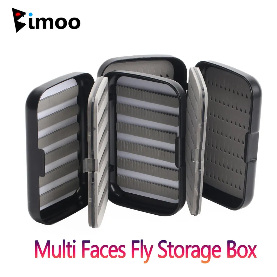 BIMOO 1PC Multi Faces Fly Box MIDGE nymf suché mokré muchy pstruhy Rybárske háčiky Hook Lures Storage Box Case Cany Fishing Running