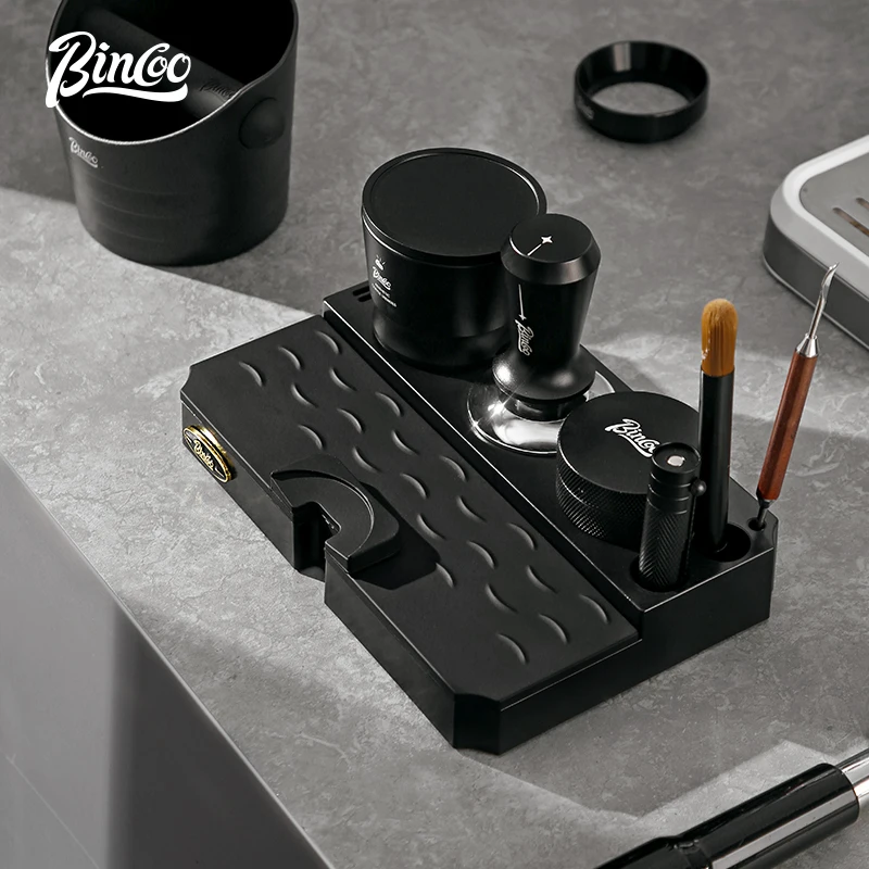Bincoo Black Coffee Tamping Station Base Espresso Tamper Mat Stock Storage Držiak kávová handrička práškový tlač