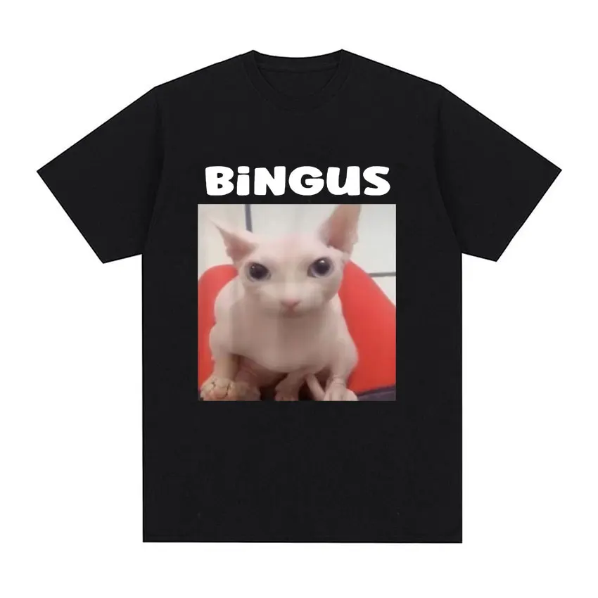Bingus meme vtipné roztomilé mačacie grafické tričko pre mužov pre mužov módne náročné tričká 100% bavlnené krátke rukávy tričko Tops