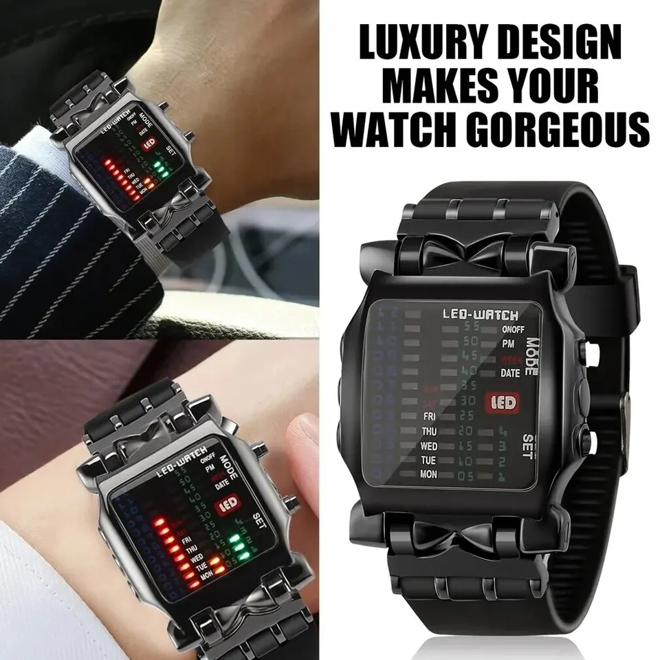 Binárne LED hodinky Kreatívne vodotesné obchodné elektronické hodinky pánske trendy Luminát darček šport pár Dátu