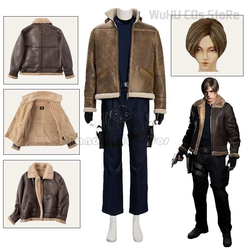 Biohazard Resident 4 Remake Leon S Kennedy Evil Cosplay Fantasia kostýmové topánky topánky maskova muži parochňu Halloween kostýmy plagát