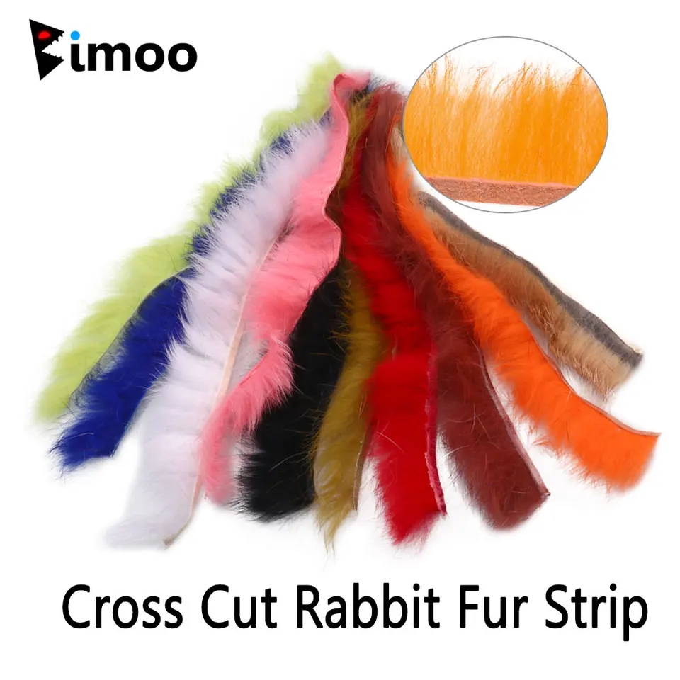 Bioo 2ks krížom rezané králičie kožušinové prúžky Hare Hare Zonker prúžky Fly Tying Material Streamers Steelhead Jigs Coho Twitching Jigs