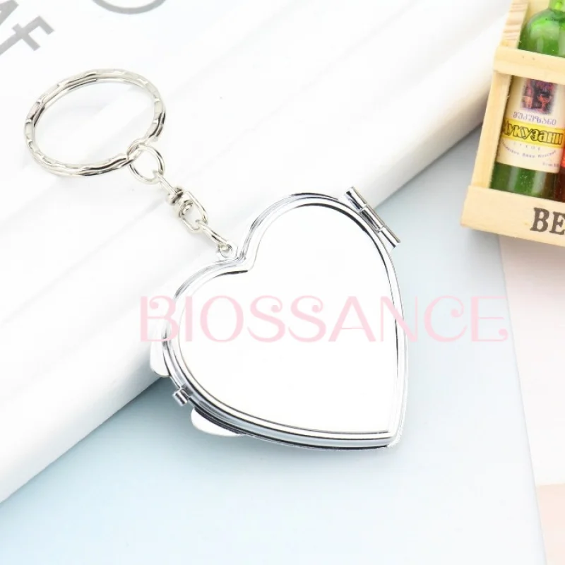 Biossance Nový vynikajúci obojstranný skladací zrkadlo, 50-ročný večný kalendár Keychain pre mužov a ženy šperky