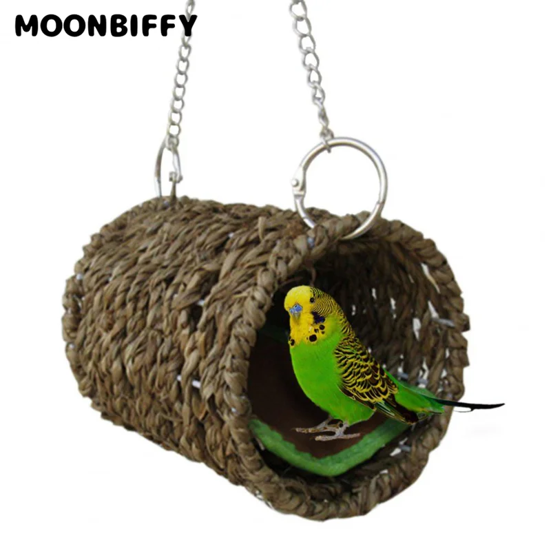Bird Nest Bed Grass Tunnel hojdacia hojdačka závesný papagáj Pet Mascotas škrečok Ozdob