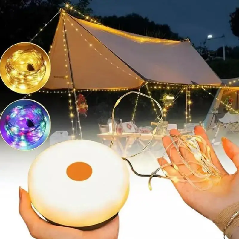 Bisinna Camping String Light USB Nabíjanie Lantern 1800 mAh, vodotesné IPX4, nabíjateľné baterky