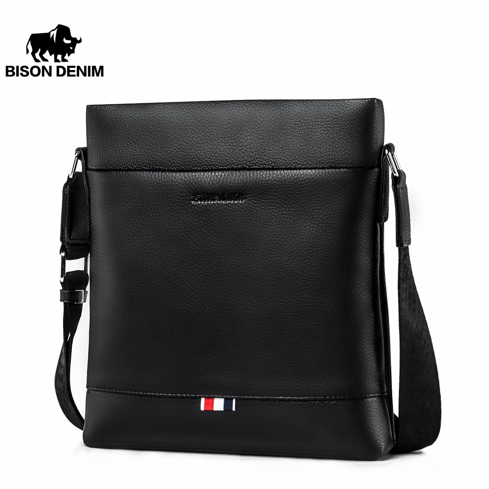Bison denim originálne kožené muži v taške na rameno Pracovné biznis crossbody tašky Príležitostné bočné tašky luxusná značka najlepšia darček manžel Otče