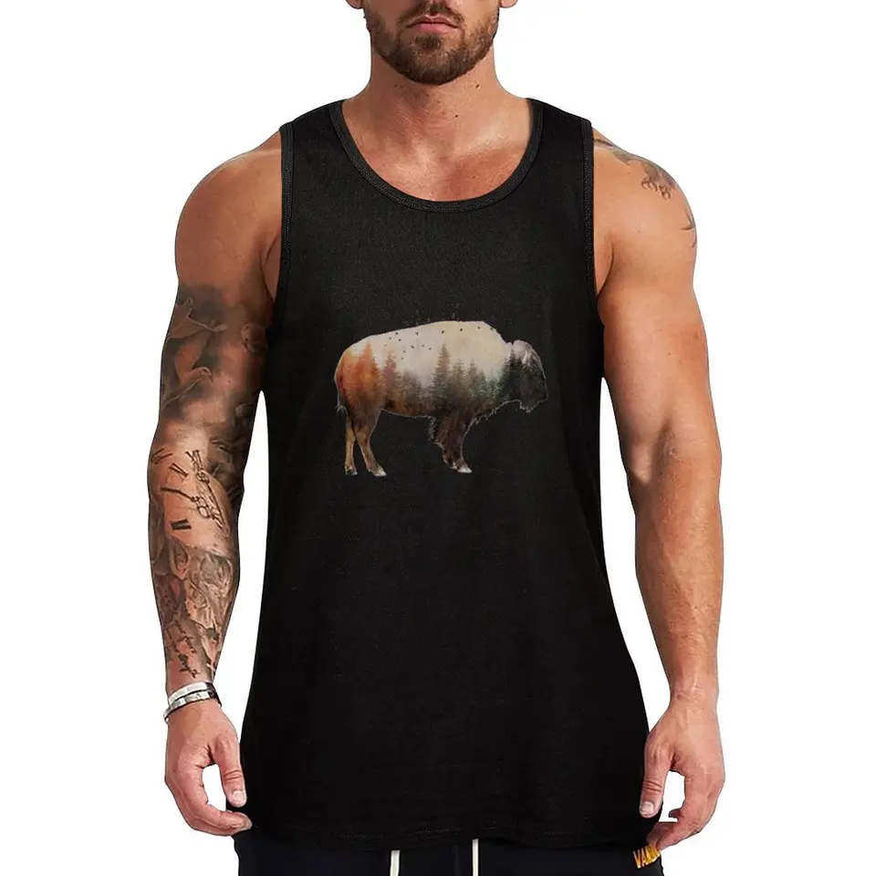 Bison Tank Top Anime Gym oblečenie muži s rýchlym sušením tričká Tričká pre mužov