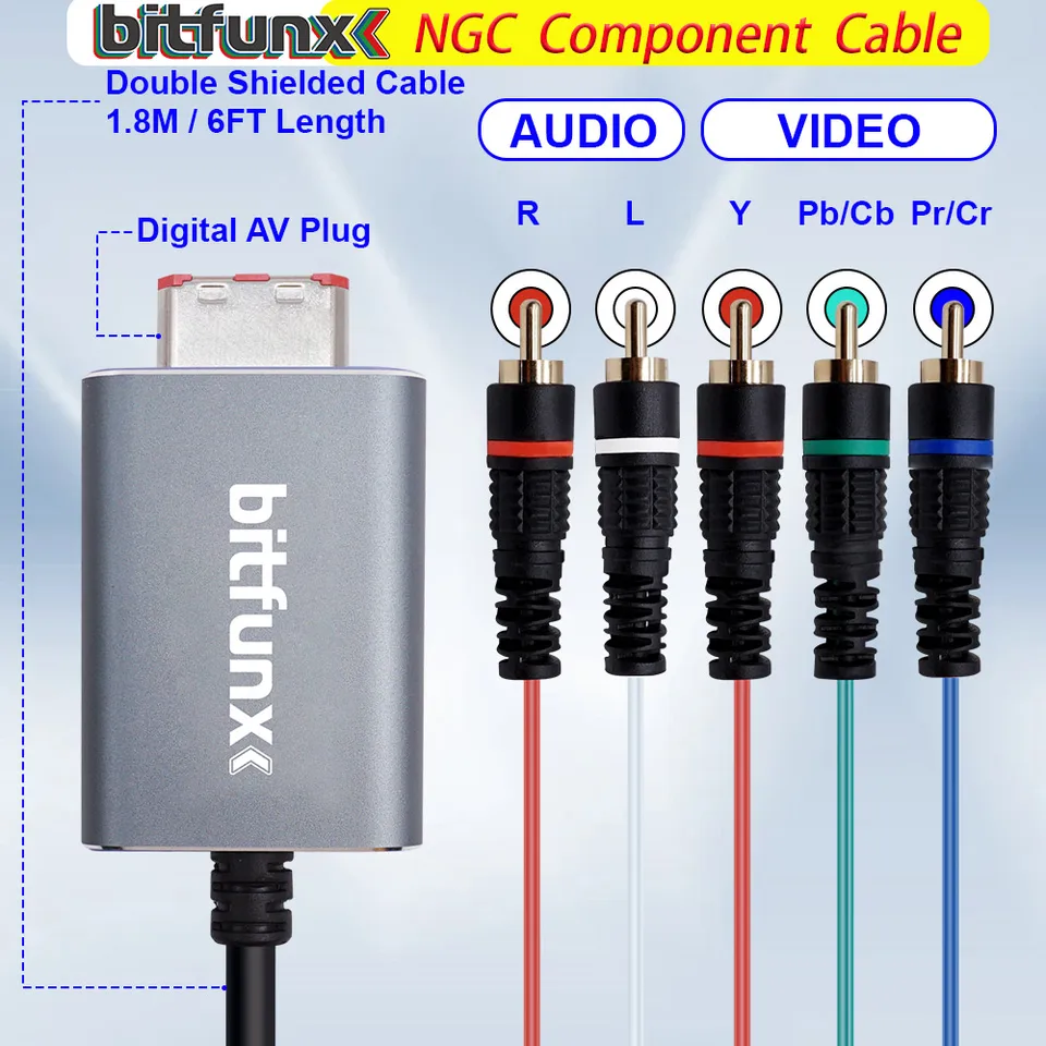 Bitfunx 5RCA Audio Video YPBPR komponent adaptér pre konvertor komponentu Nintendo Gamecube pre konvertor NGC Game Console Digital AV Out