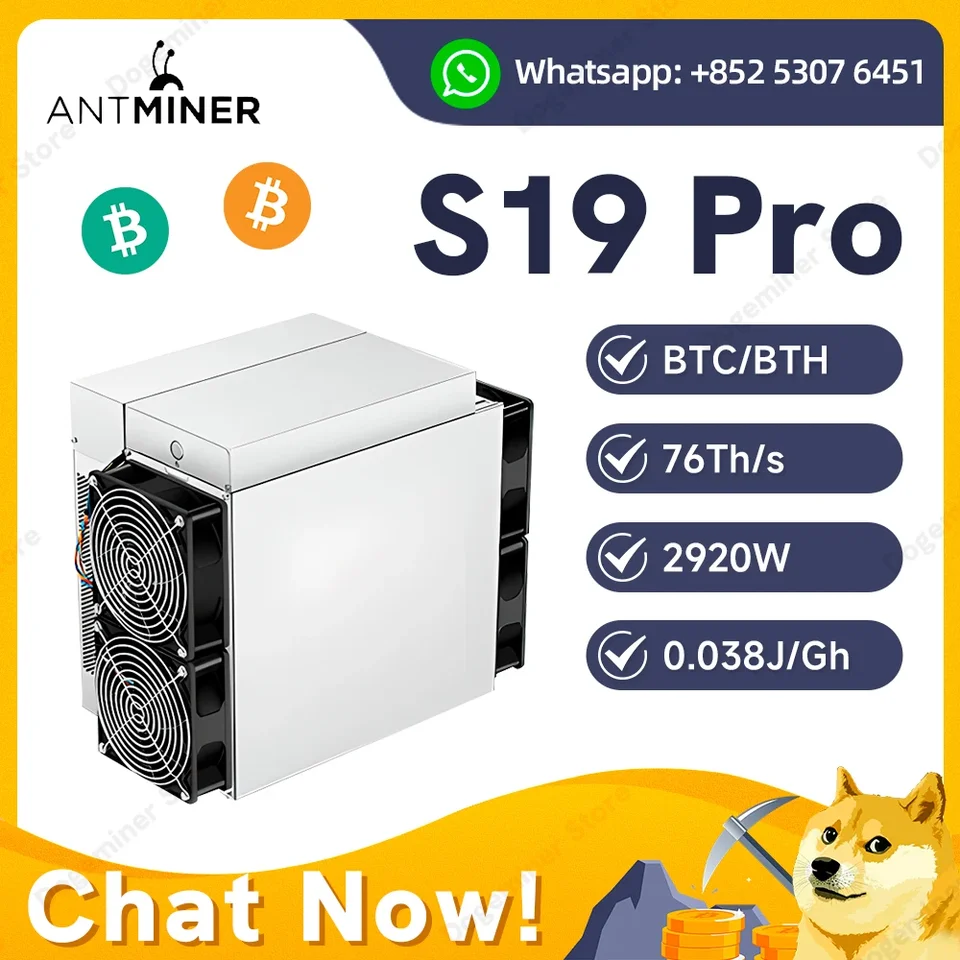 Bitmain Antminer S19 Pro 100T Bitcoin Miner Miner Mining Machine S19 S19PRO BTC Crypto Miners