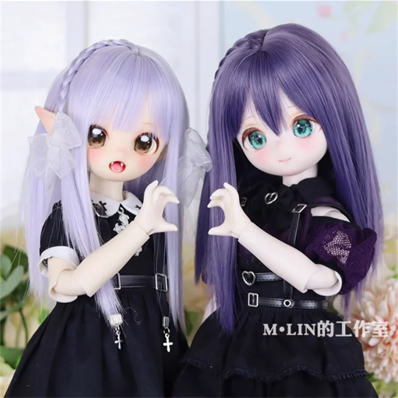 BJD Doll Wigs Dlhé vlnité vlasy pre 1/3 1/4 msd mdd s treskami Purple Puyoodoll Hair Accessories