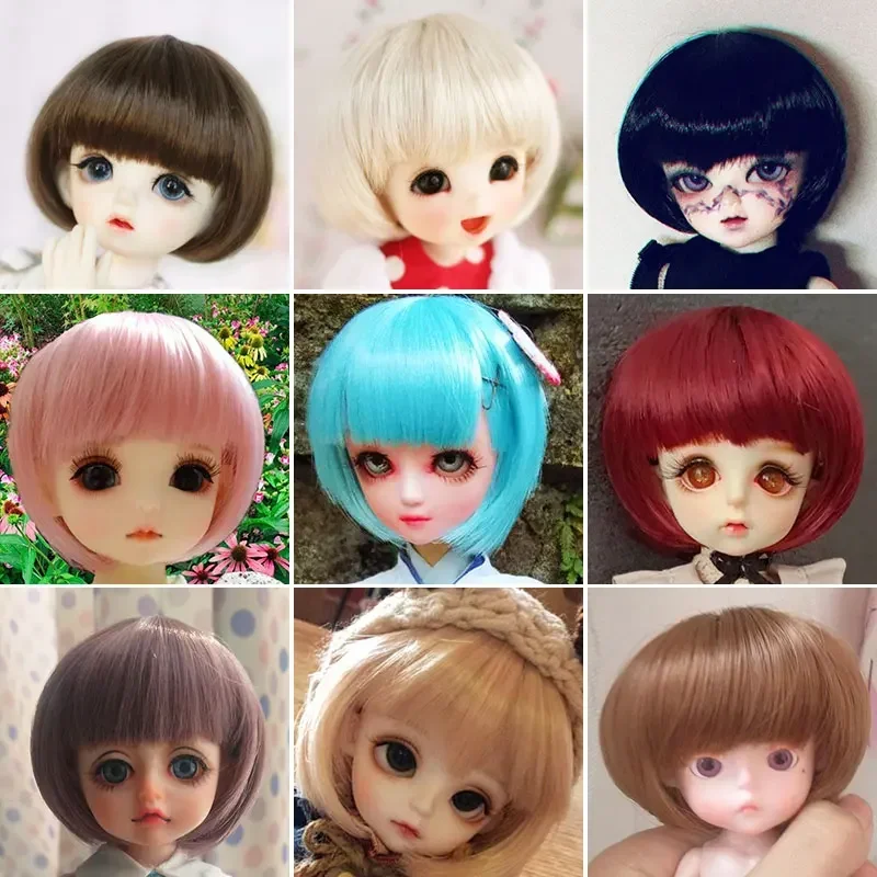 BJD SD 1/3 1/4 1/6 1/8 parochňovej bábiky Vysokoteplotné vlákno Resistant Hodváb Resistant Cute Bob s parochňou pre bábiky s krátkymi vlasmi