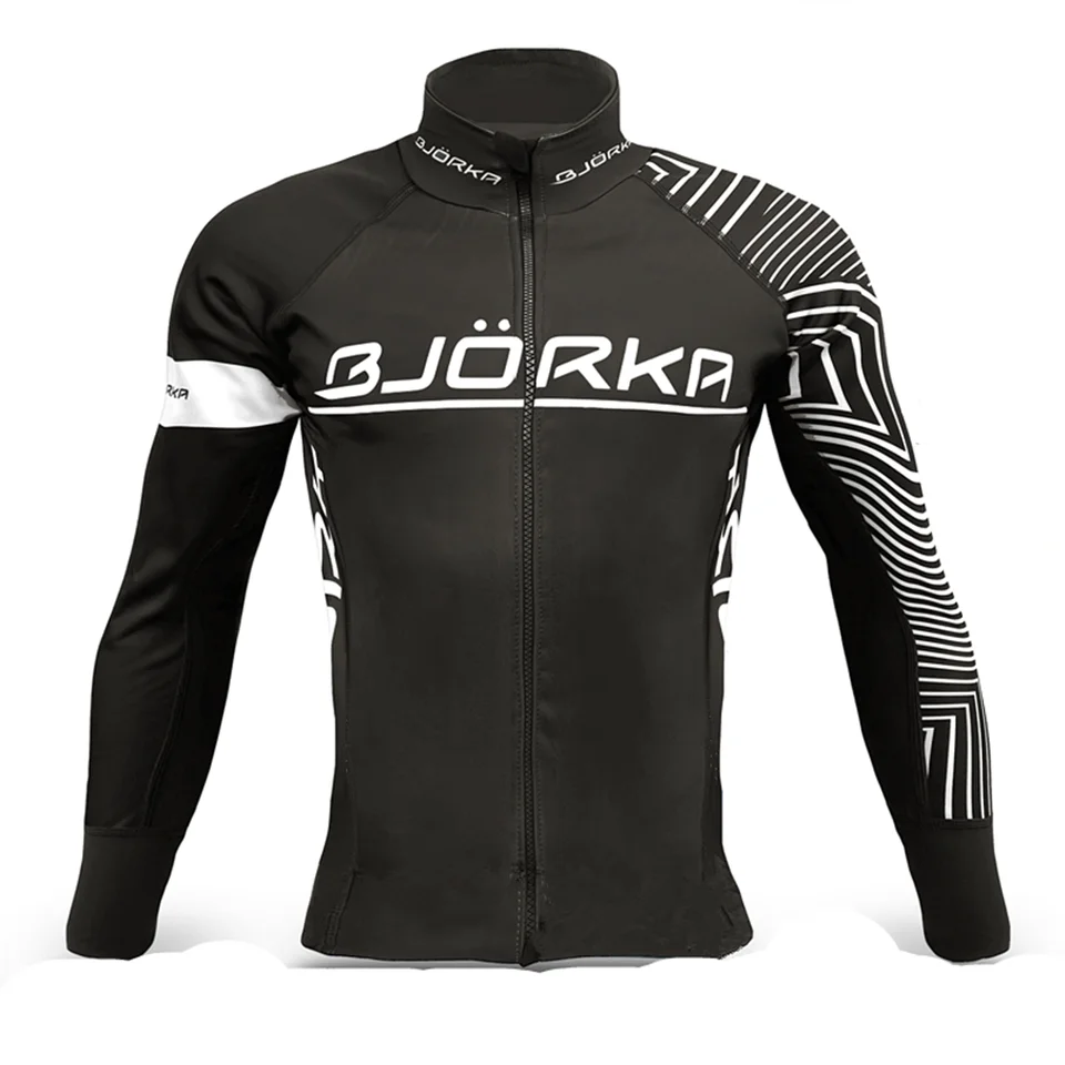 Bjorka Zimné cyklistické bundy Pánske s dlhým rukávom Bicykel teplý tepelný fleece dresy závodná bunda Jaqueta Masculina motoqueiro