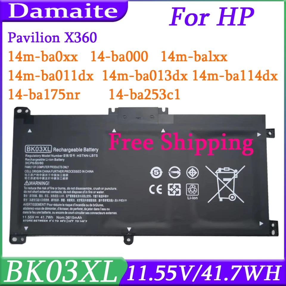 BK03XL batéria pre pavilón HP X360 14-BA 14-BA008TU 14-BA103TU 14-BA159TX 14M-BA013DX 14M-BA011DX 916811-855 916812-855 3ICP6/6