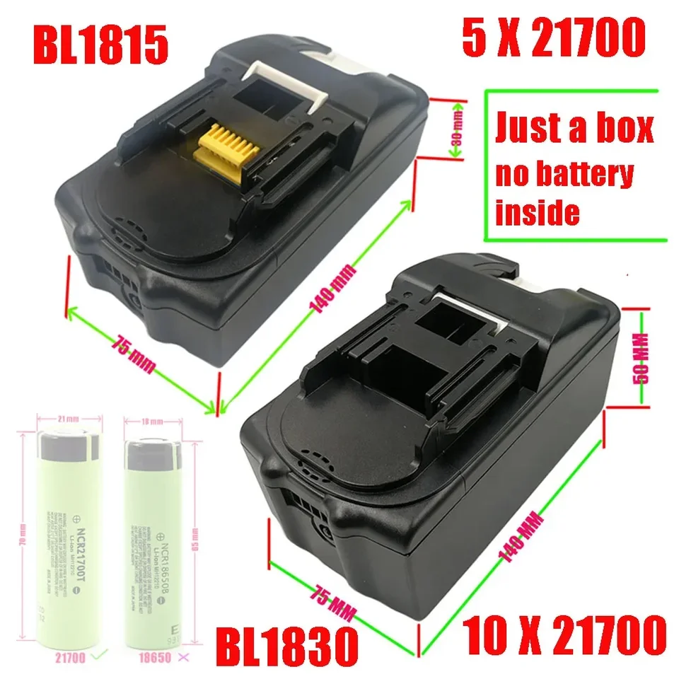 BL1830 21700 LI-ION BATTERICKÁ PANY PASE PCB nabíjanie obvodu obvodu obvodu shellu BL1860 pre MAKITA 18V 3,0AH 9.0AH