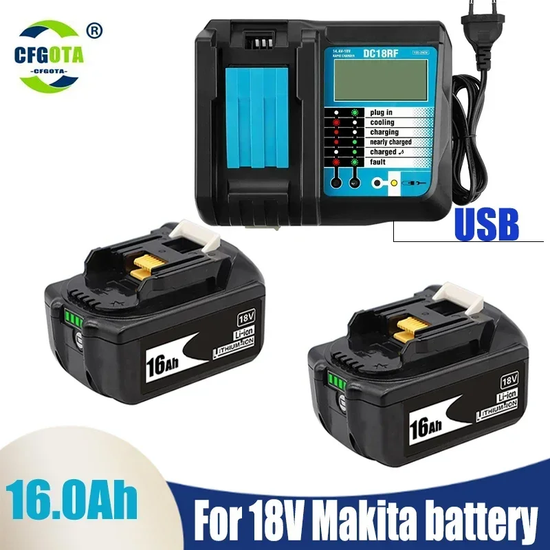 BL1860 Nabíjateľná batéria 18V 16000MAH lítium ión pre MAKITA 18V batéria BL1840 BL1850 BL1830 BL1860B LXT 400+nabíjačka