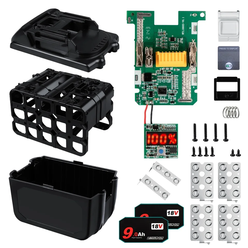 BL1890 9.0AH BATÉRIA PRÍRUČKA PRE MAKITA 18V DIY 6.0AH SHELL Box s BMS PCB nabíjanie nabíjania môže nainštalovať 15 batérií