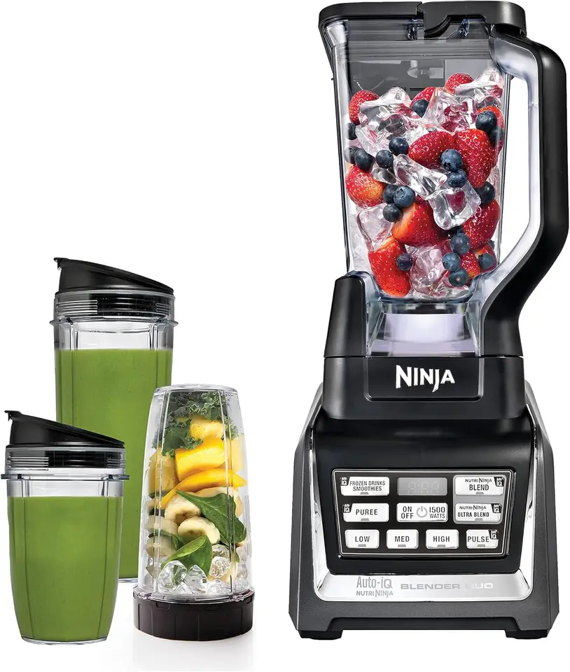 BL642 Nutri Ninja Personal & Pulttop Blender na poháre s výtokovými vekami, pre smoothies, tras a ďalšie, v bezpečí, čierna, čierna, čierna