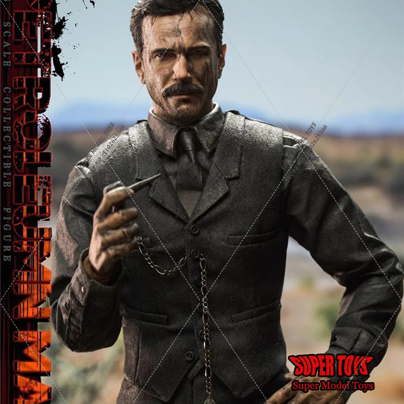 Black 8 Studio BK-004 1/6 bude obchodník s krvavým olejom Daniel Day-Lewis 12-palcový mužský solider Action Figure s 2 hlavami