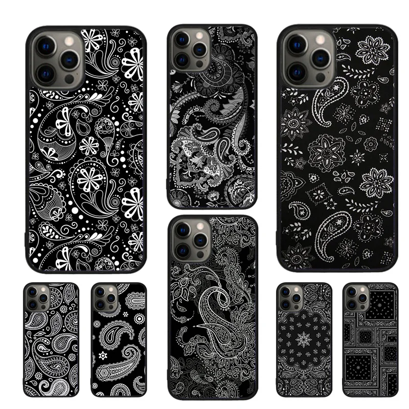 Black Bandana Paisley Case Case pre iPhone 16 15 14 12 13 Mini 11 Pro Max Apple 6 7 8 Plus SE2020 Coque