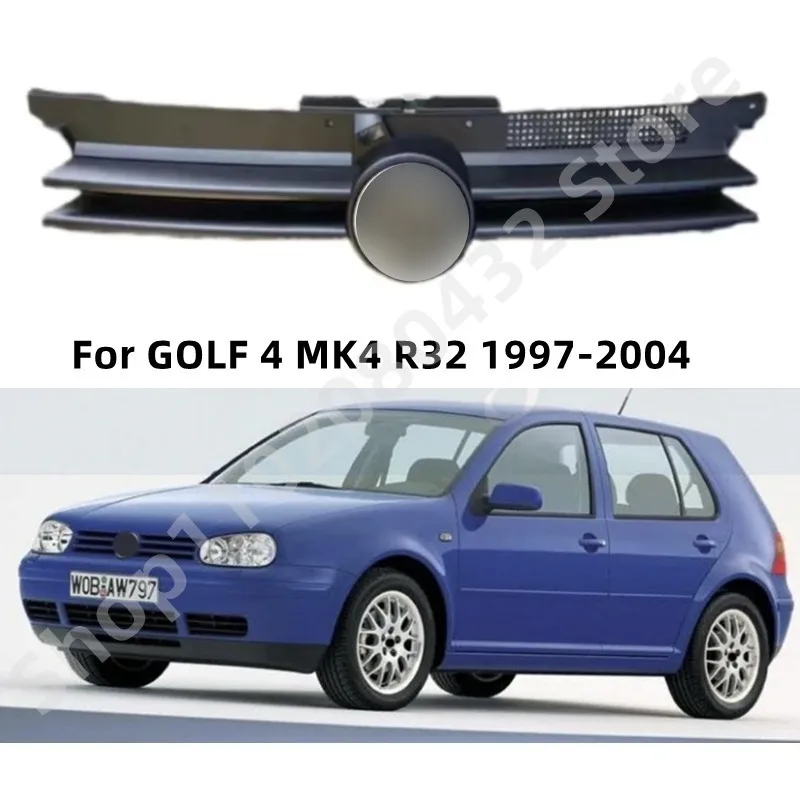 Black Car Grill Front Hood Grille pre Golf 4 MK4 R32 1997-2004 1J0853655G Racing Grills