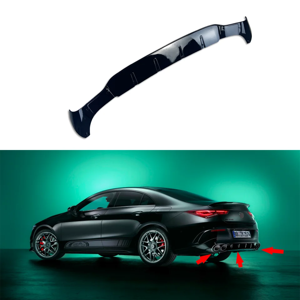 Black Car Styling Zadný nárazník difúzora Splitter pre Mercedes Benz W118 C118 CLA35 CLA45 AMG Line 2019 2020 2021 2024