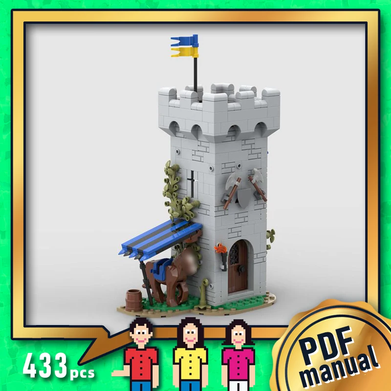 Black Eagle Strážne tehly tehly Modulárny hrad Lookout Blocks Blocks Castle Tower Tehly Bloky Modulárne stredoveké narodeniny MOC Darček