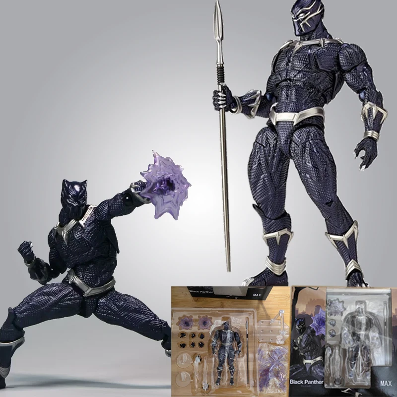 Black Panther RevolTech Yamaguchi postava Čierny Panther King of Wakanda Action Figures hračky Model Collection Collection Dollar Barlands Darček