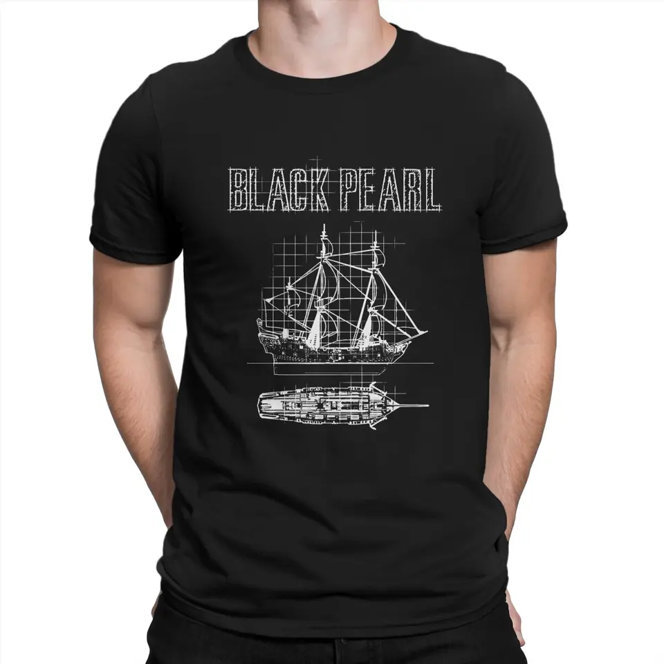 Black Pearl Blueprint Hip Hop Tshirt Disney Piráti z Karibiku voľného času