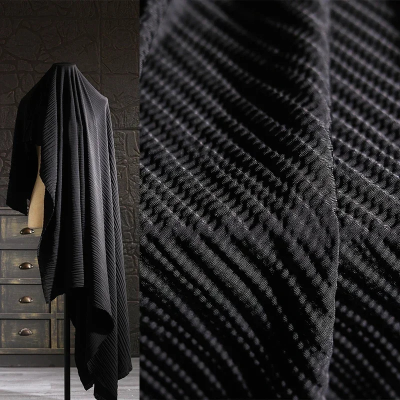 Black Tree Pattern Texture Ruffle Trojrozmerné Jacquard Razené roztiahnuté bunda Han Designer