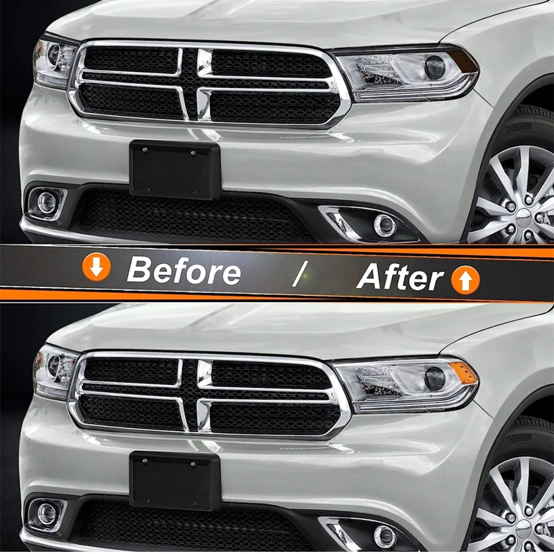 Blackat svetlometu Vyelid Vinyl Tint Film vopred odrezaný obočie obočia s kapucňou Stiapka kompatibilná pre 2014-2021 Dodge Durango