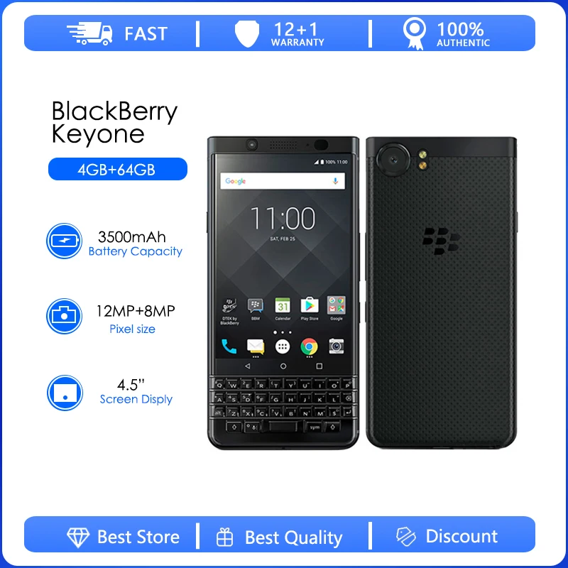 BlackBerry Keyone zrekonštruovaný originálny kľúč1 Octa-Core 12MP 4,5 