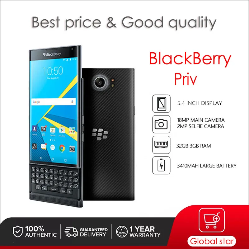 BlackBerry priv -1 -2 -3 -4 zrekonštruovaný originálny odomknutý mobilný telefón 5,4 