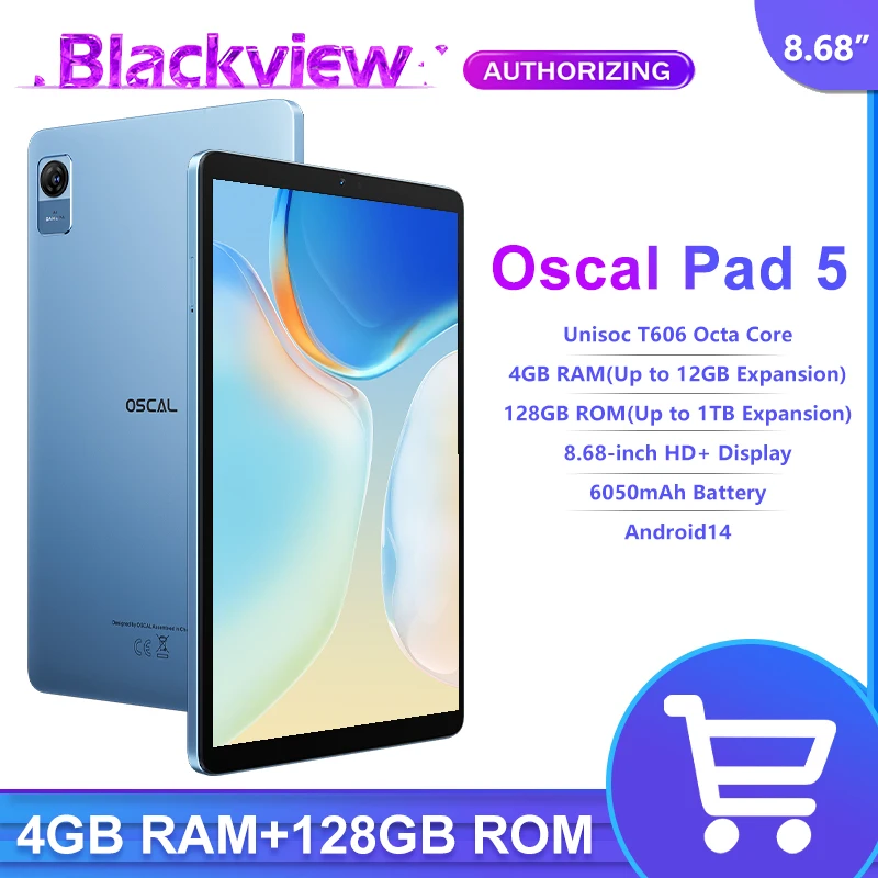 BlackView Oscal Pad 5 Tablet Android 14 8,68-palcový 4 GB 128 GB 6050 mAh Tablets Dual Reproduktor PC