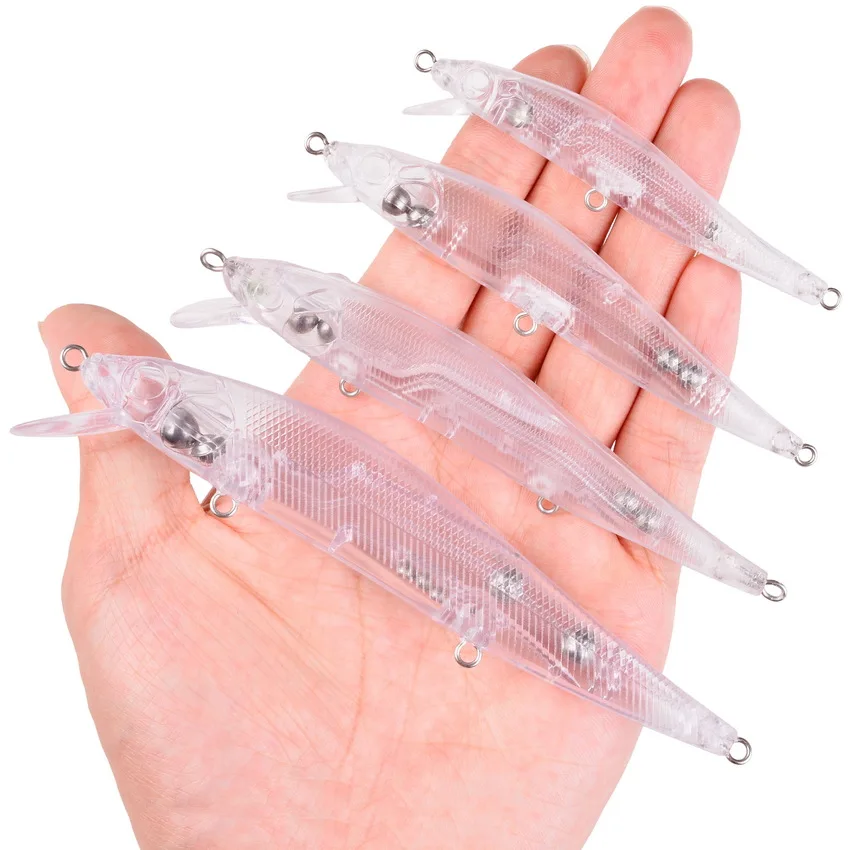 Blank Crankbait Minnow Wobbler 3D Transparentné nenatreté plastové telo tvrdé návnady Morské rybolov