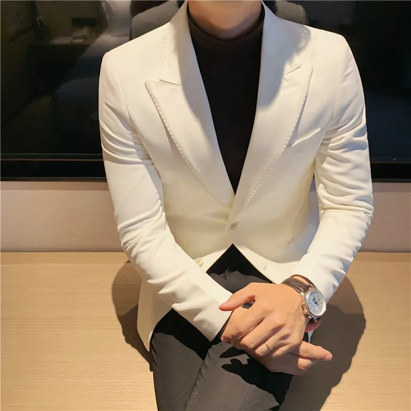 Blazer hombre Vysoko kvalitné kórejské luxusné oblečenie Simple Blazers Bunda pre mužov Dva tlačidlá Slim Fit Casual Cast Coats Tuxedo