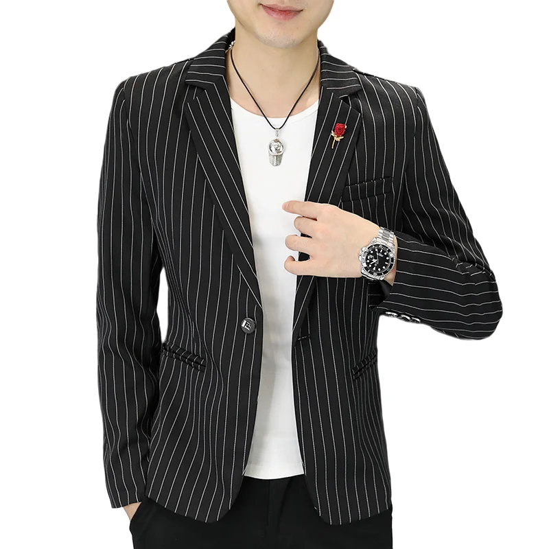Blazer nová pánska módna business gentleman pruh outdoor britský štýl Trend svadobná banketa luxe outdoor Casual Blazer.
