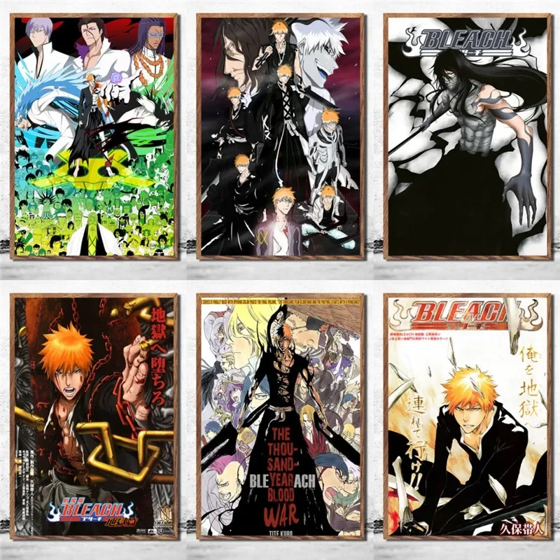 Bleach horúci japonský anime anime Kurosaki Ichigo Canvas Plagáty a výtlačky na stene fotografie vintage plagáty dekorácie Domáce dekorácie