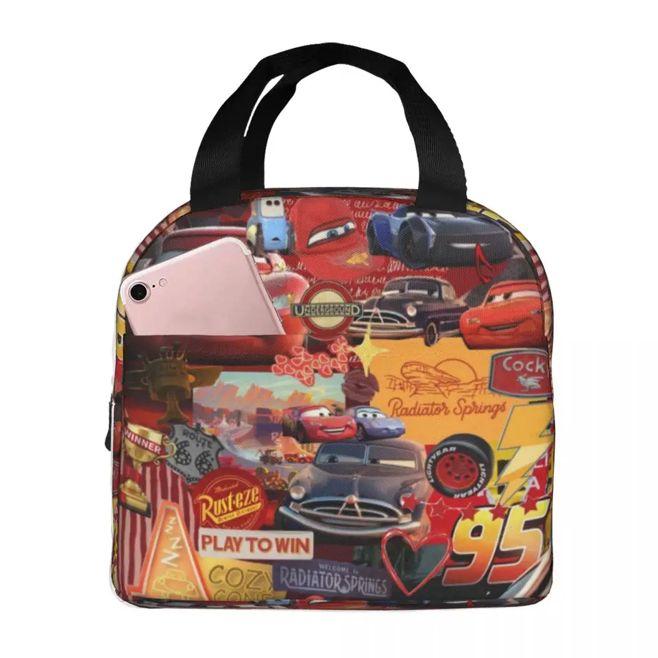 Blesky McQueen Cars Cartoon Izolované obedové tašky Termálna taška opakovane použiteľná netesná tote tote obedový box bento puzdro Škola cestovanie
