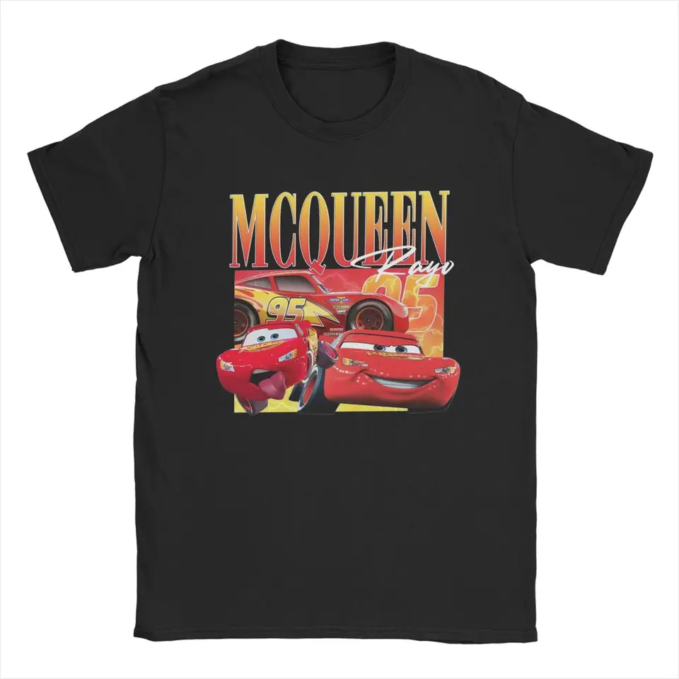 Blesky McQueen Cars Men T tričká Funny tričko s tričkom s krátkym rukávom okrúhle golierové tričko 100% bavlnené klasické oblečenie