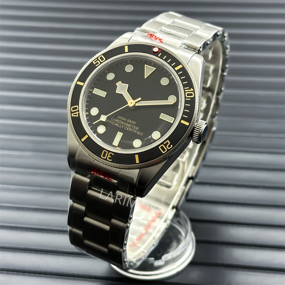Bliger 39 mm vintage pánske hodinky NH35/PT5000 C3 GLOW-in-the-the-DARK, vodotesné s klenutými zafírový