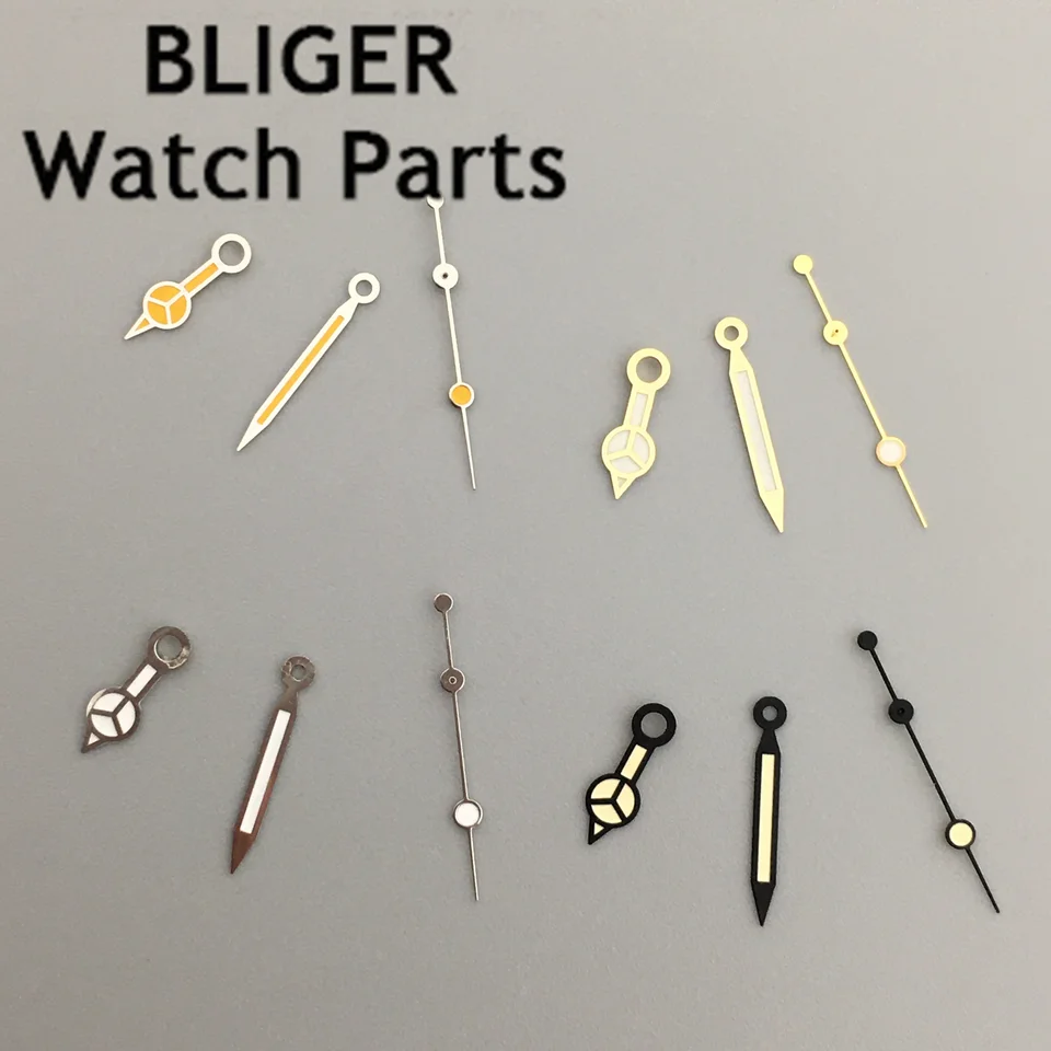 Bliger Silver Gold Black Hands Green Luminát Fit NH35 NH36 ETA 2824 2836 MIYOTA 8205 8215 821A Mingzhu 2813 3804 MOHE