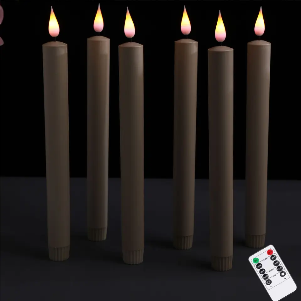 Blikanie 3D plameň slonoviny kužeľová sviečka LED bez plamenných okien Sviečky na batériu napájané s diaľkovým ovládaním a časovacou večierkou svadba