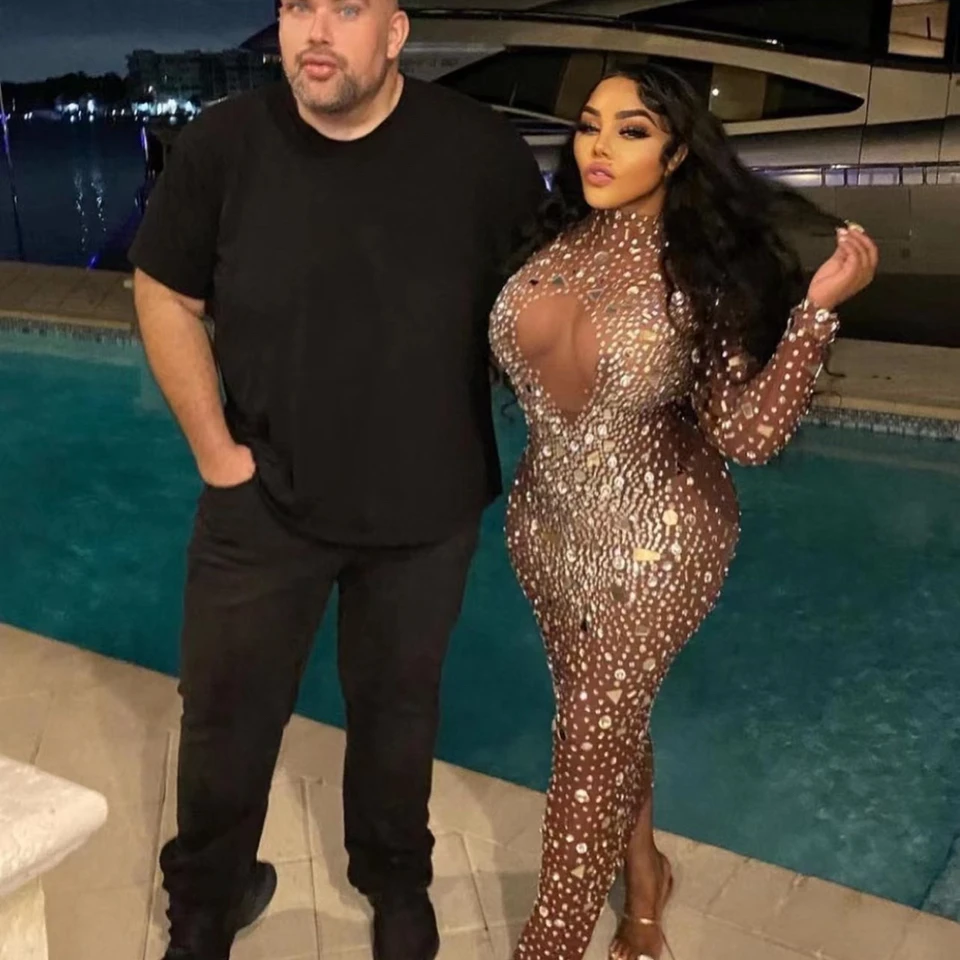 Blikanie strieborného kamienka priehľadné šaty ples Ženy Dance sexy oblečenie Večer narodeniny oslavujte pletivo dlhé šaty