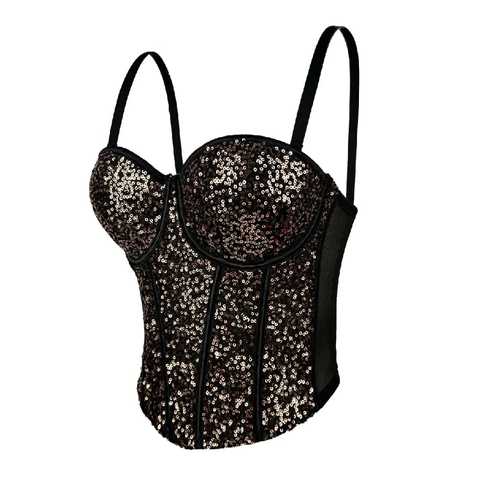 Bling bling flitre lady korzet vianočné novoročné večierky tela shaper elegantné ženy štíhle bustier iskra